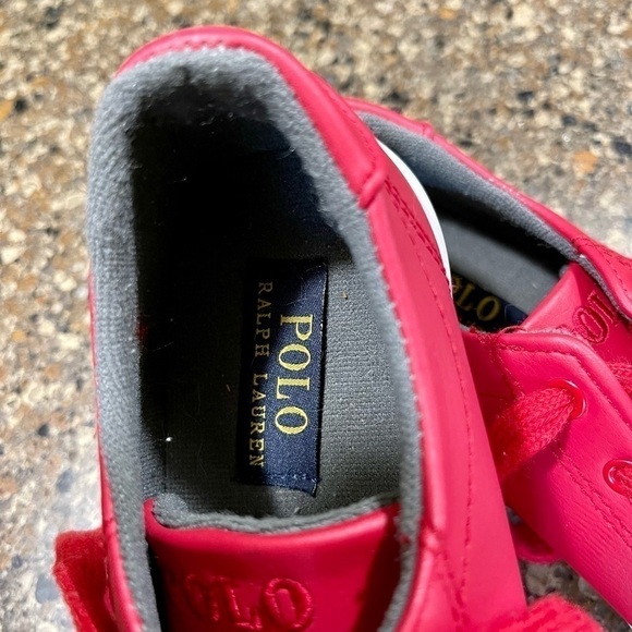 RALPH LAUREN POLO, RED LEATHER TENNIS SHOES, SIZE 2. IN GREAT CONDITION. - Picture 2 of 4